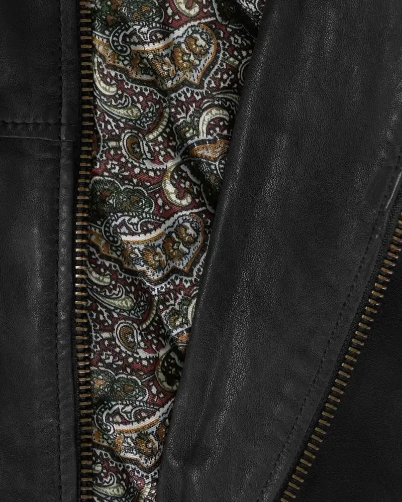 Harrington Leather Jacket - Black
