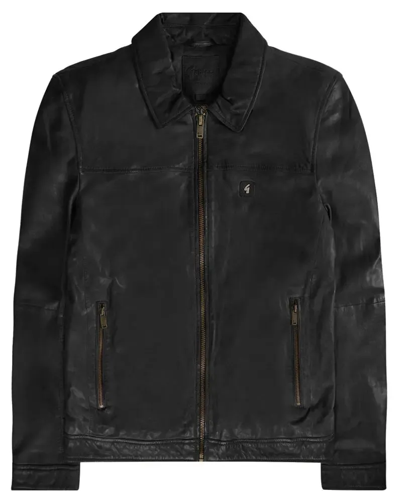 Harrington Leather Jacket - Black