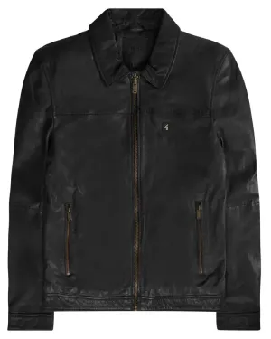 Harrington Leather Jacket - Black