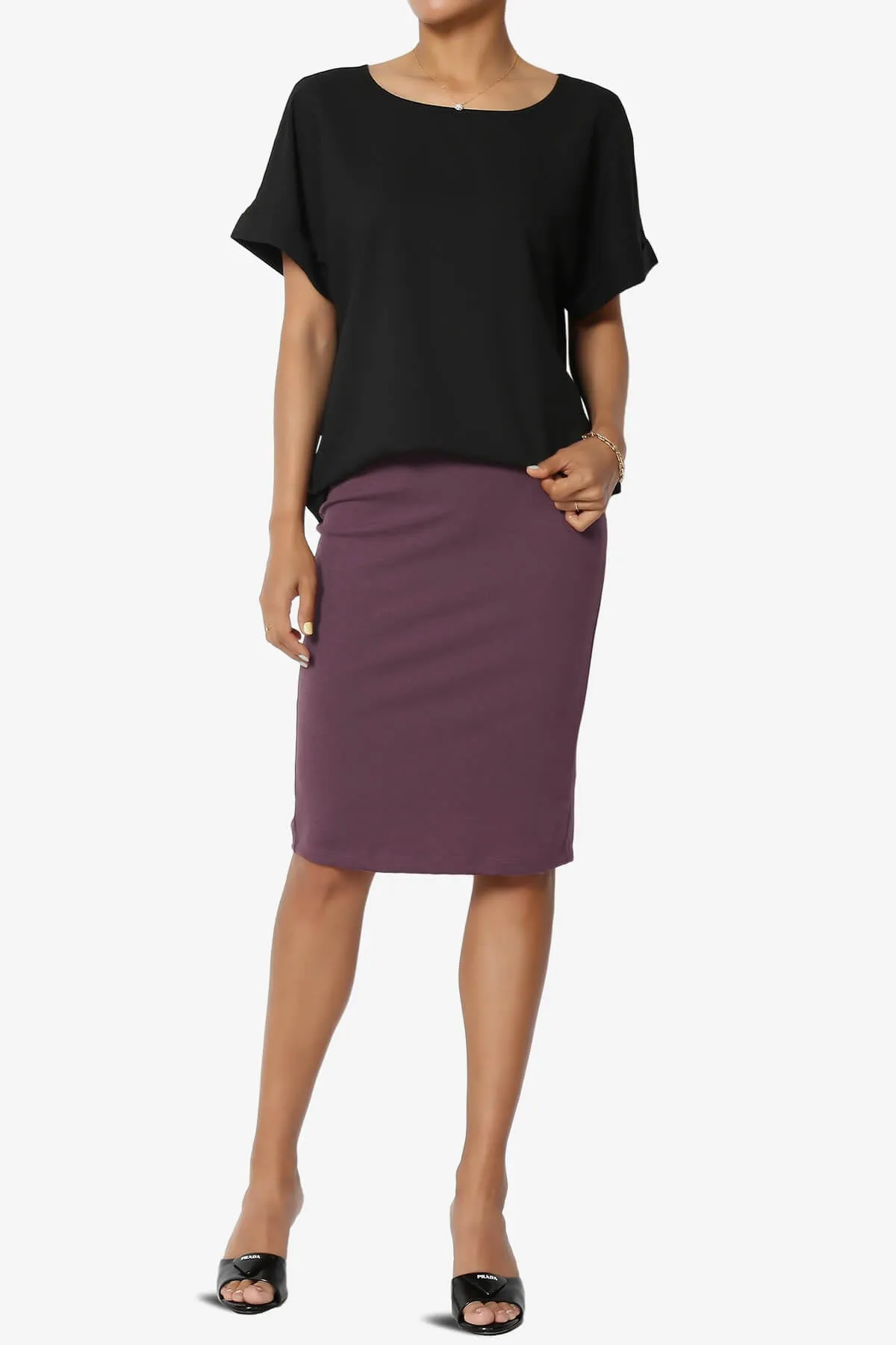 Hayle Soft Knit High Rise Midi Pencil Skirt PLUS