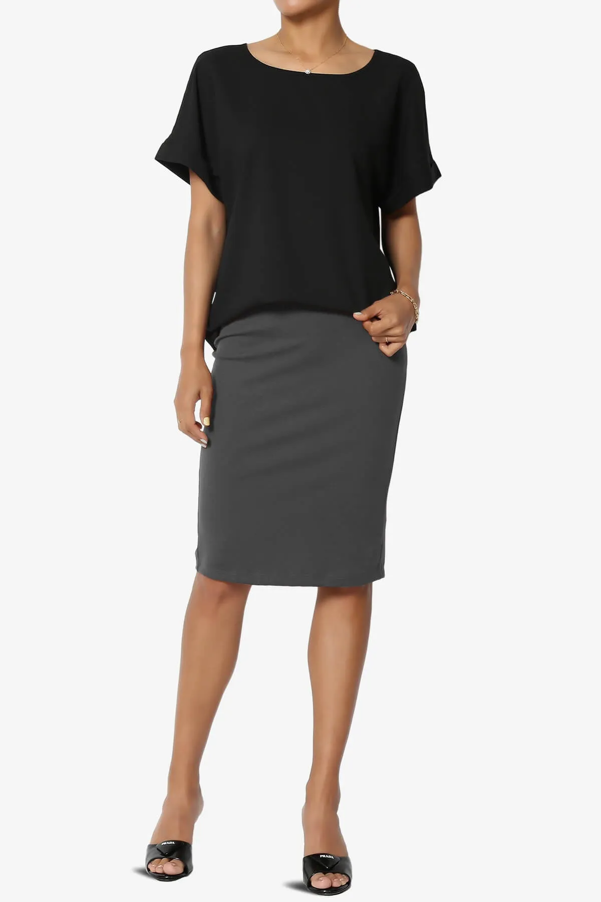 Hayle Soft Knit High Rise Midi Pencil Skirt PLUS