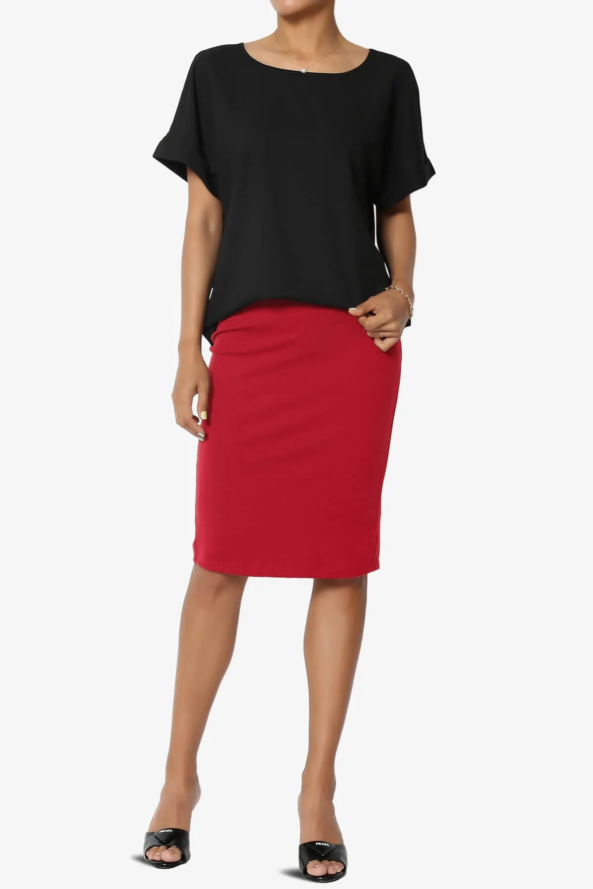 Hayle Soft Knit High Rise Midi Pencil Skirt PLUS