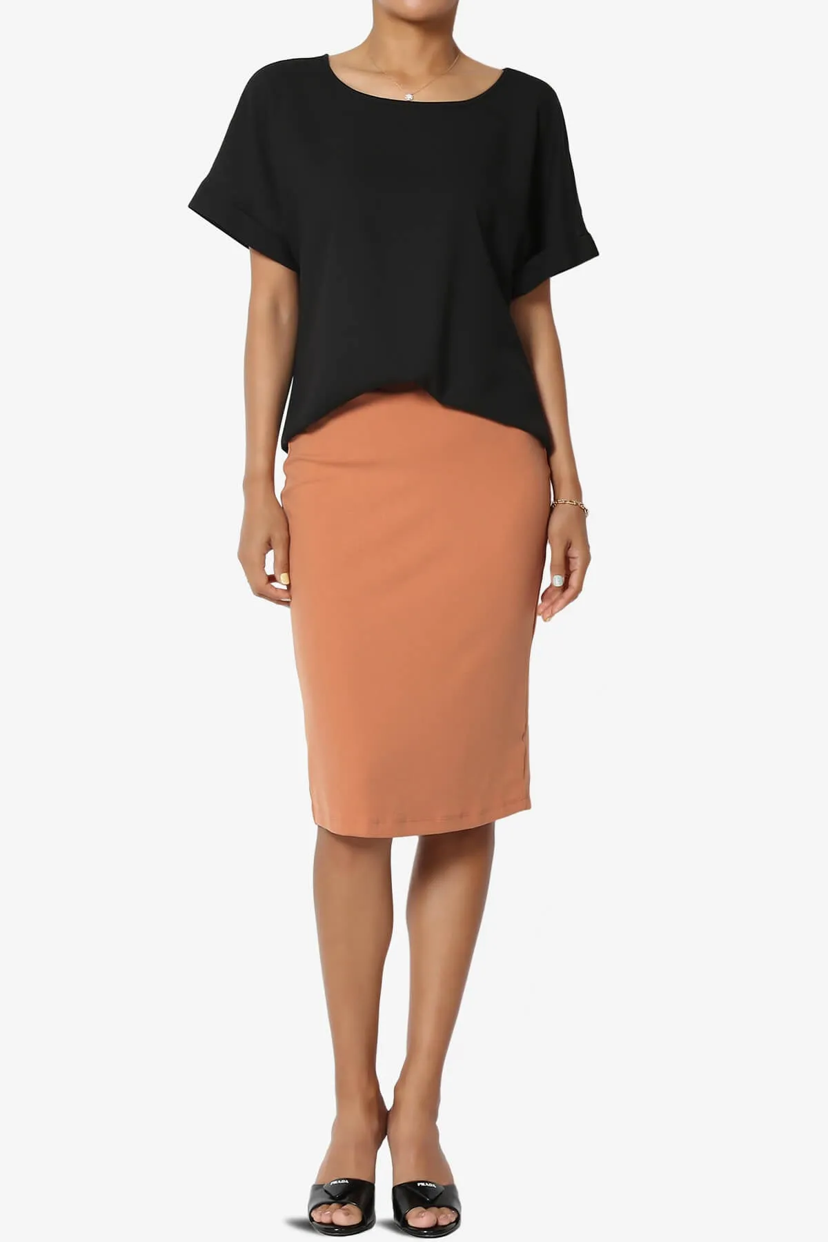 Hayle Soft Knit High Rise Midi Pencil Skirt PLUS