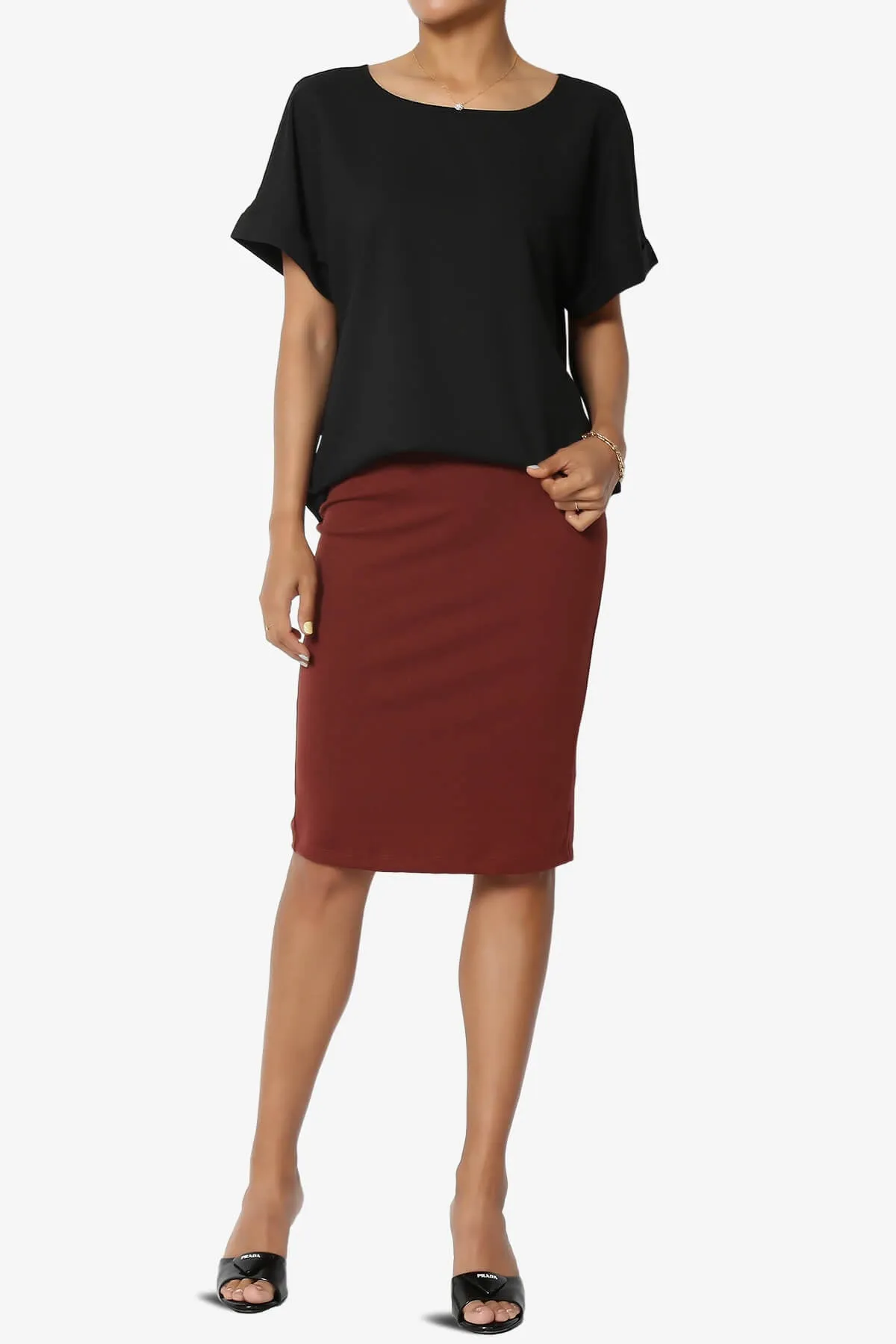 Hayle Soft Knit High Rise Midi Pencil Skirt PLUS