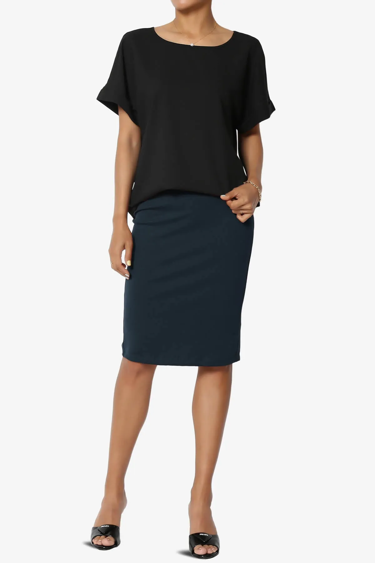 Hayle Soft Knit High Rise Midi Pencil Skirt PLUS