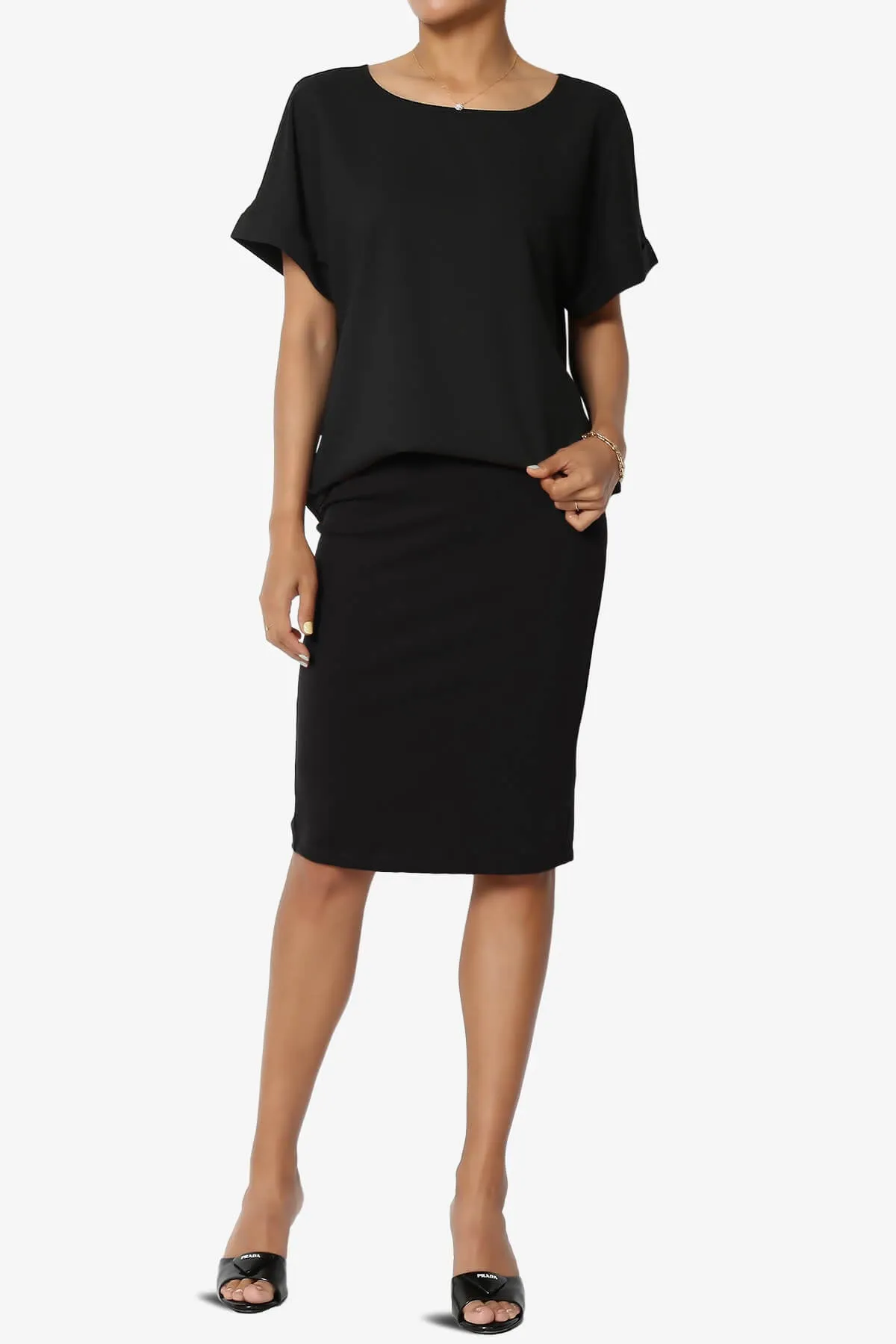 Hayle Soft Knit High Rise Midi Pencil Skirt PLUS
