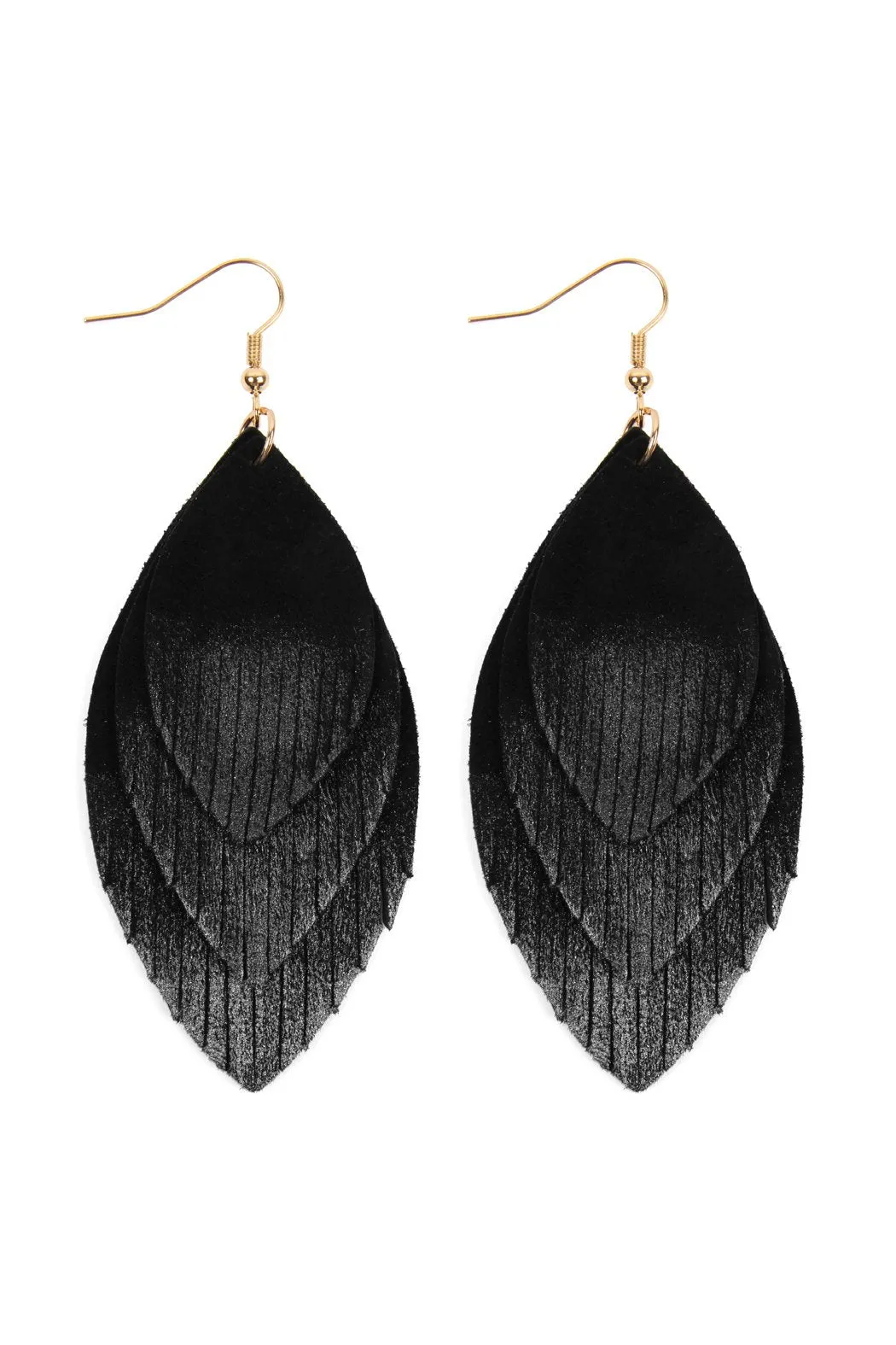 Hde2441 - Grunge Layered Fringe Leather Earrings