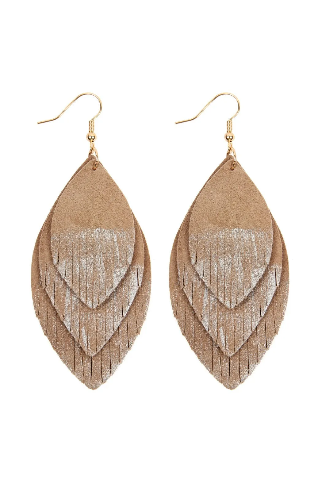 Hde2441 - Grunge Layered Fringe Leather Earrings