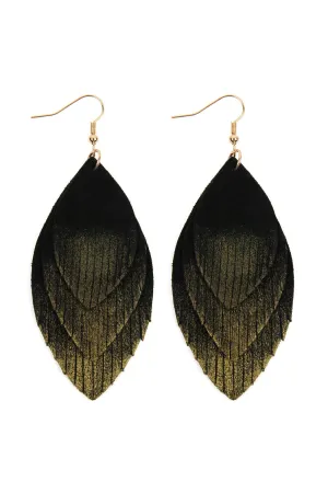 Hde2441 - Grunge Layered Fringe Leather Earrings