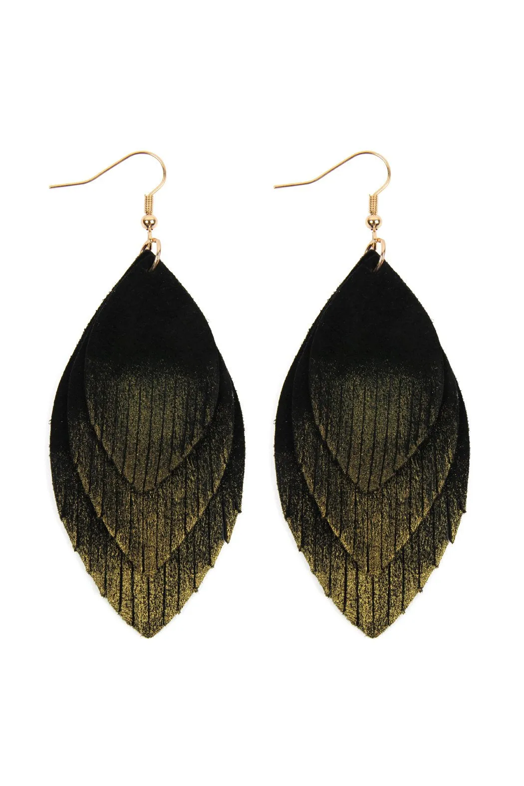Hde2441 - Grunge Layered Fringe Leather Earrings