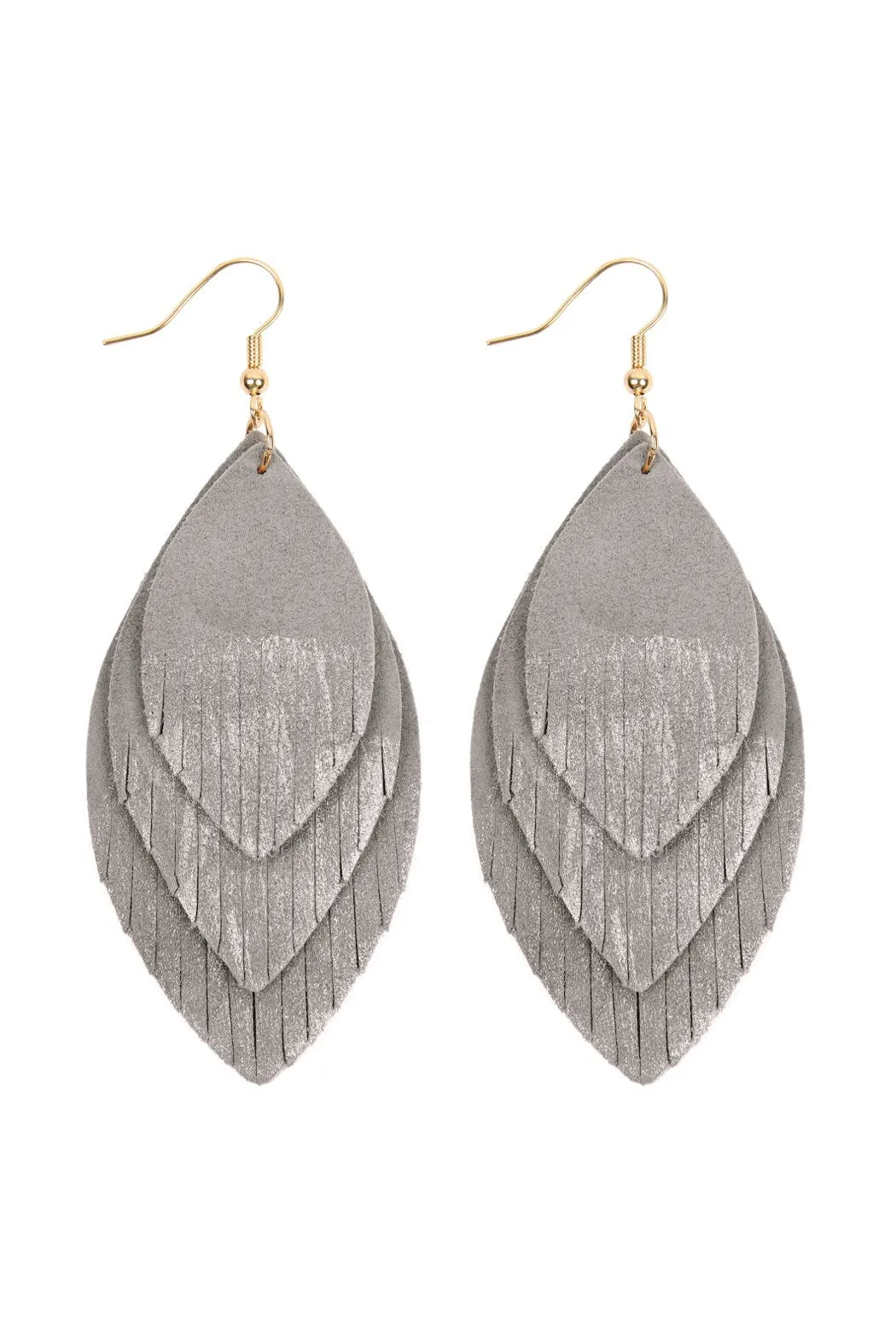 Hde2441 - Grunge Layered Fringe Leather Earrings