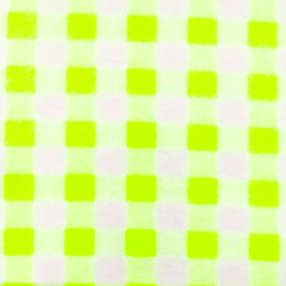 Highlight Yellow-White Plaid Print Stretch Polyester Brush Jersey Knit Fabric