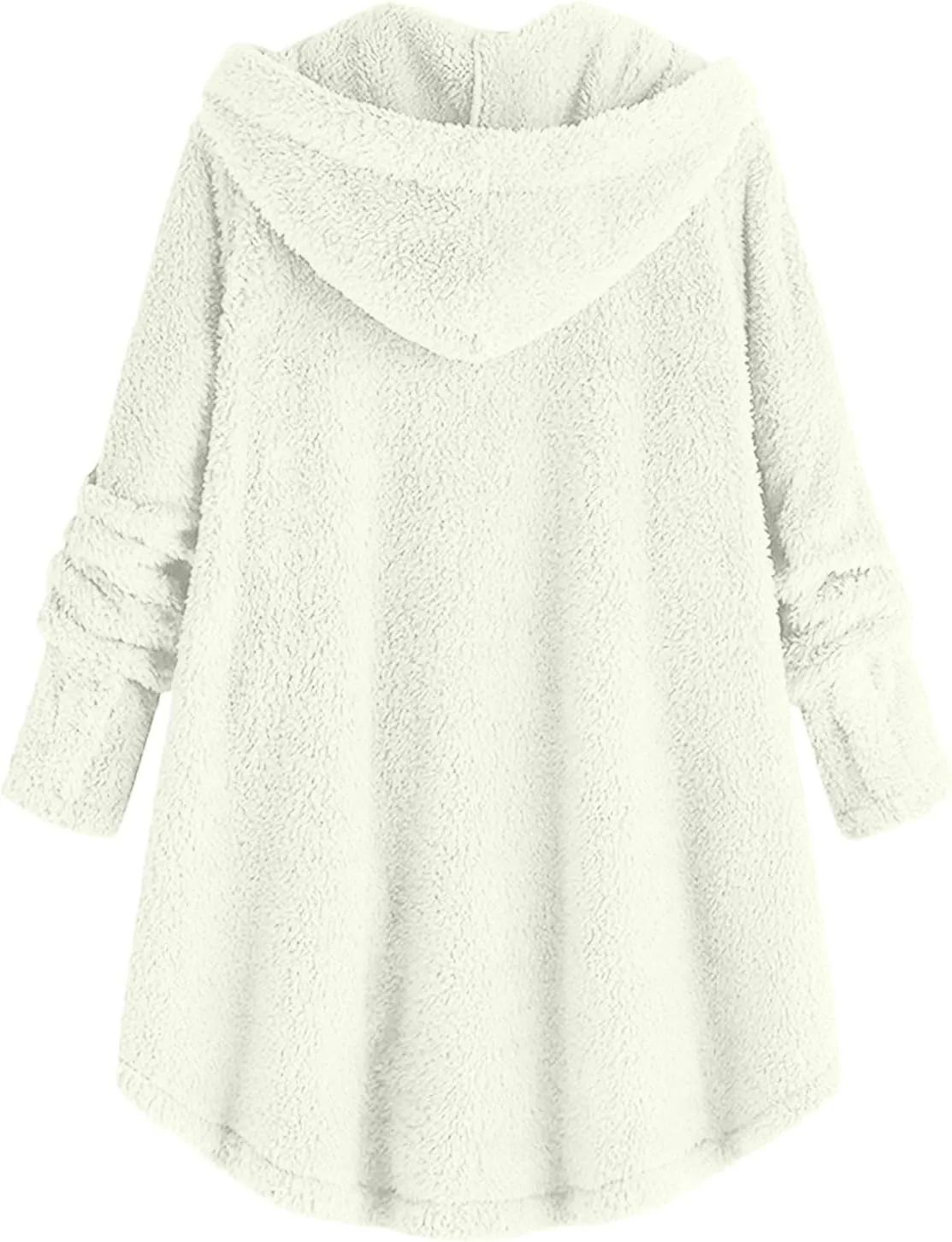Hooded Fleece Jacket Women Plus Size Fuzzy Sherpa Cape Coats Fluffy Button Down Winter Jackets Fur Cardigan