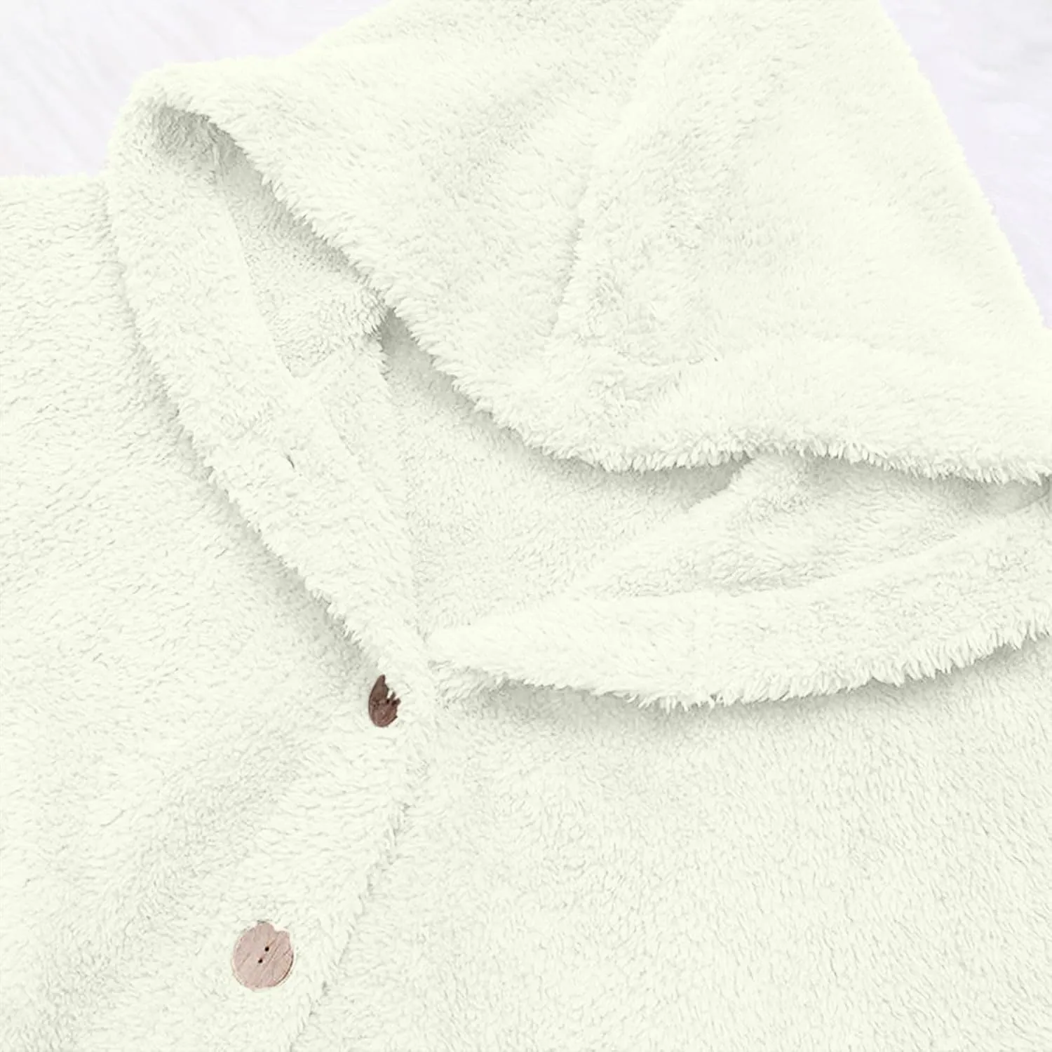Hooded Fleece Jacket Women Plus Size Fuzzy Sherpa Cape Coats Fluffy Button Down Winter Jackets Fur Cardigan