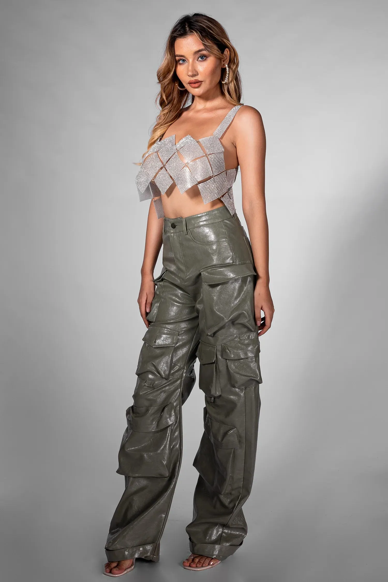 Jazmine Multi Pockets Leather Pants