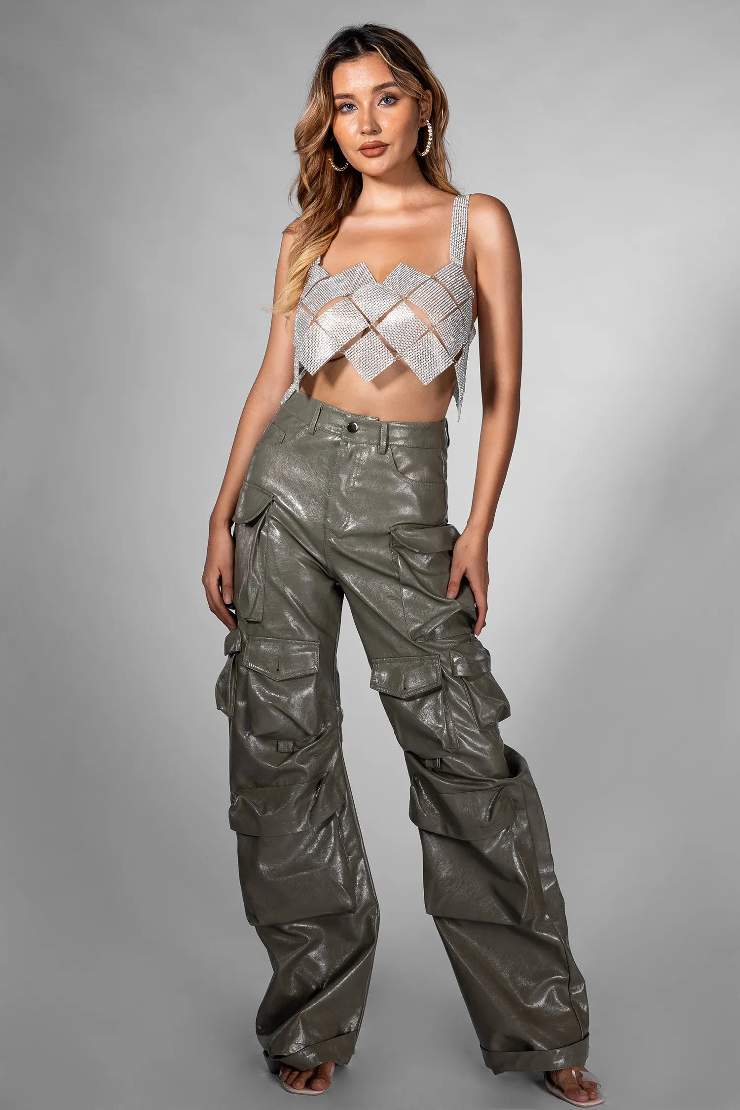 Jazmine Multi Pockets Leather Pants