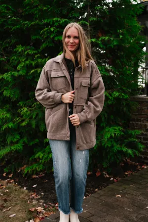 Just Warming Up Collared Shacket