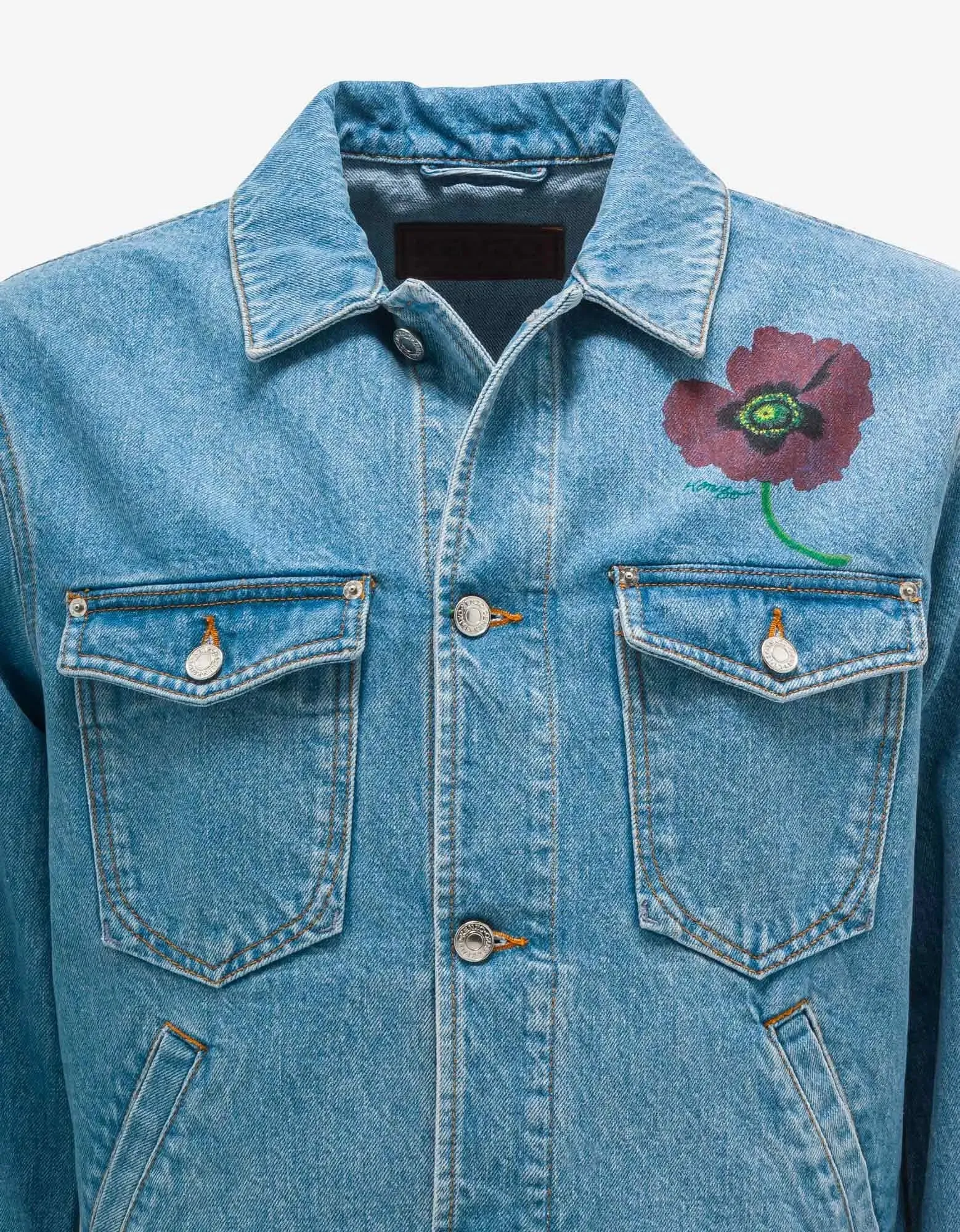 Kenzo Sky Blue Kenzo Poppy Denim Jacket