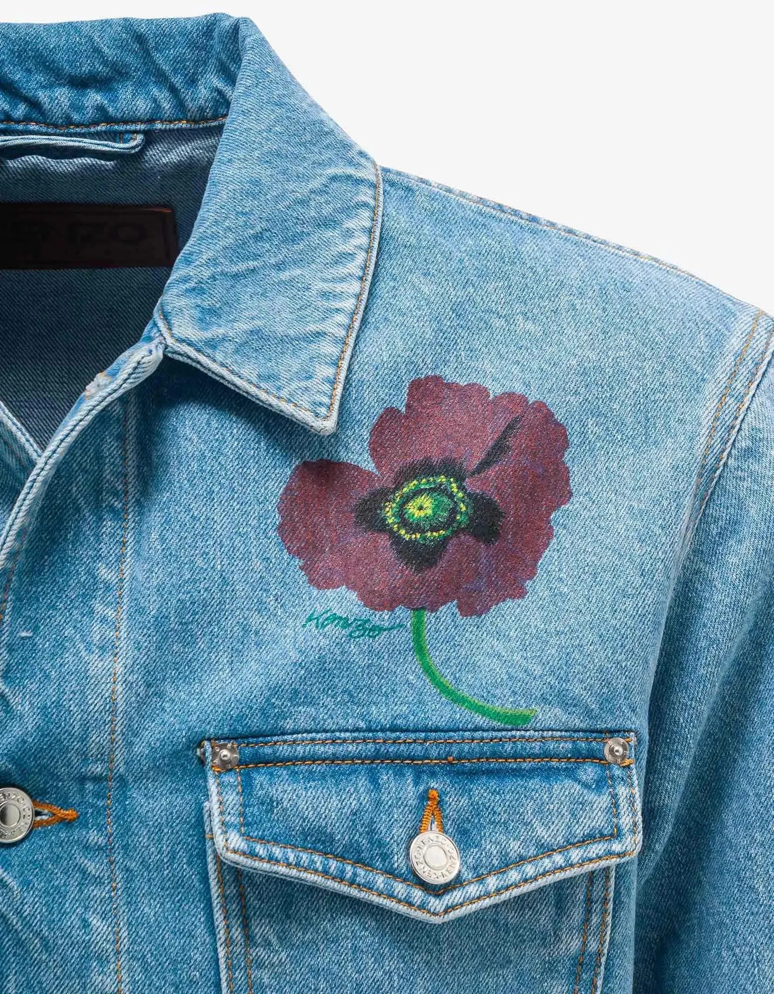 Kenzo Sky Blue Kenzo Poppy Denim Jacket