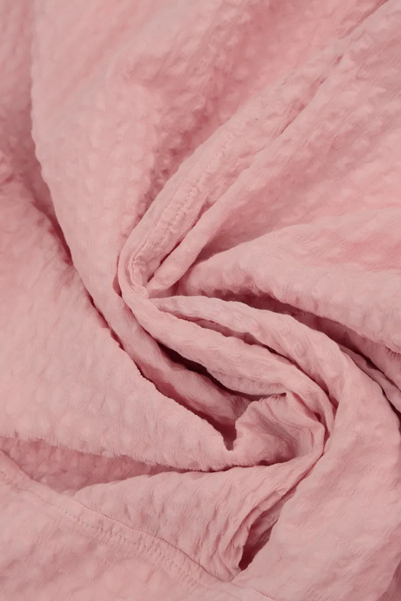 Layered Powder Pink Textured Silk Blouse