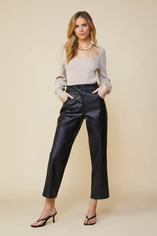 Leather Straight Pants