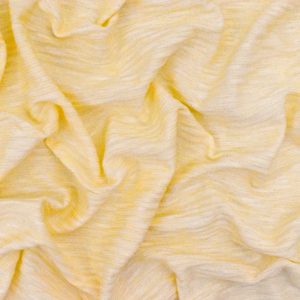 Light Yellow-White Stripe Crinkle Stretch Jersey Knit Fabric