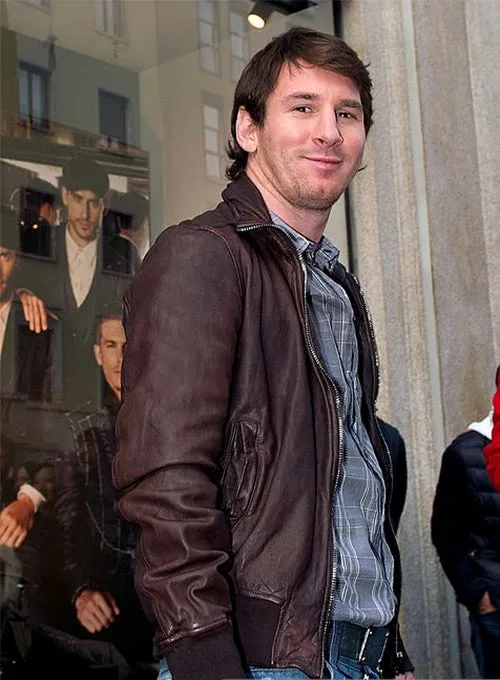 Lionel Messi Brown Leather Jacket | Men Celebrity Leather Jacket by The Jacket Seller