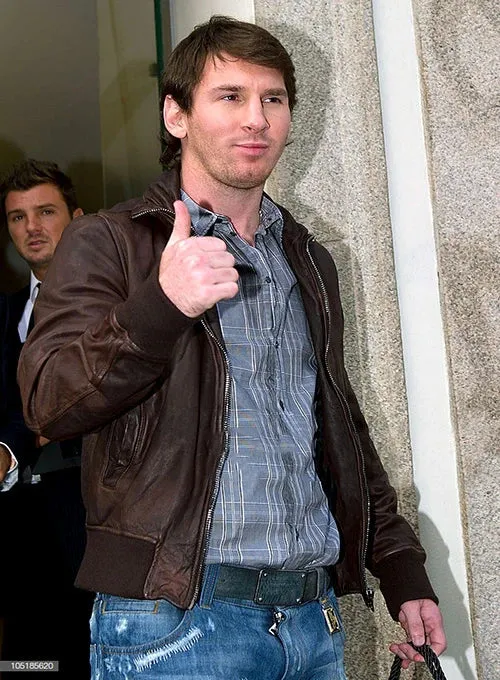 Lionel Messi Brown Leather Jacket | Men Celebrity Leather Jacket by The Jacket Seller