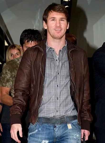Lionel Messi Brown Leather Jacket | Men Celebrity Leather Jacket by The Jacket Seller