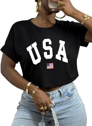 LovelyWholesale Women Graphic Crop Tops Baby Tee Summer Short Sleeve Tops New York T Shirt