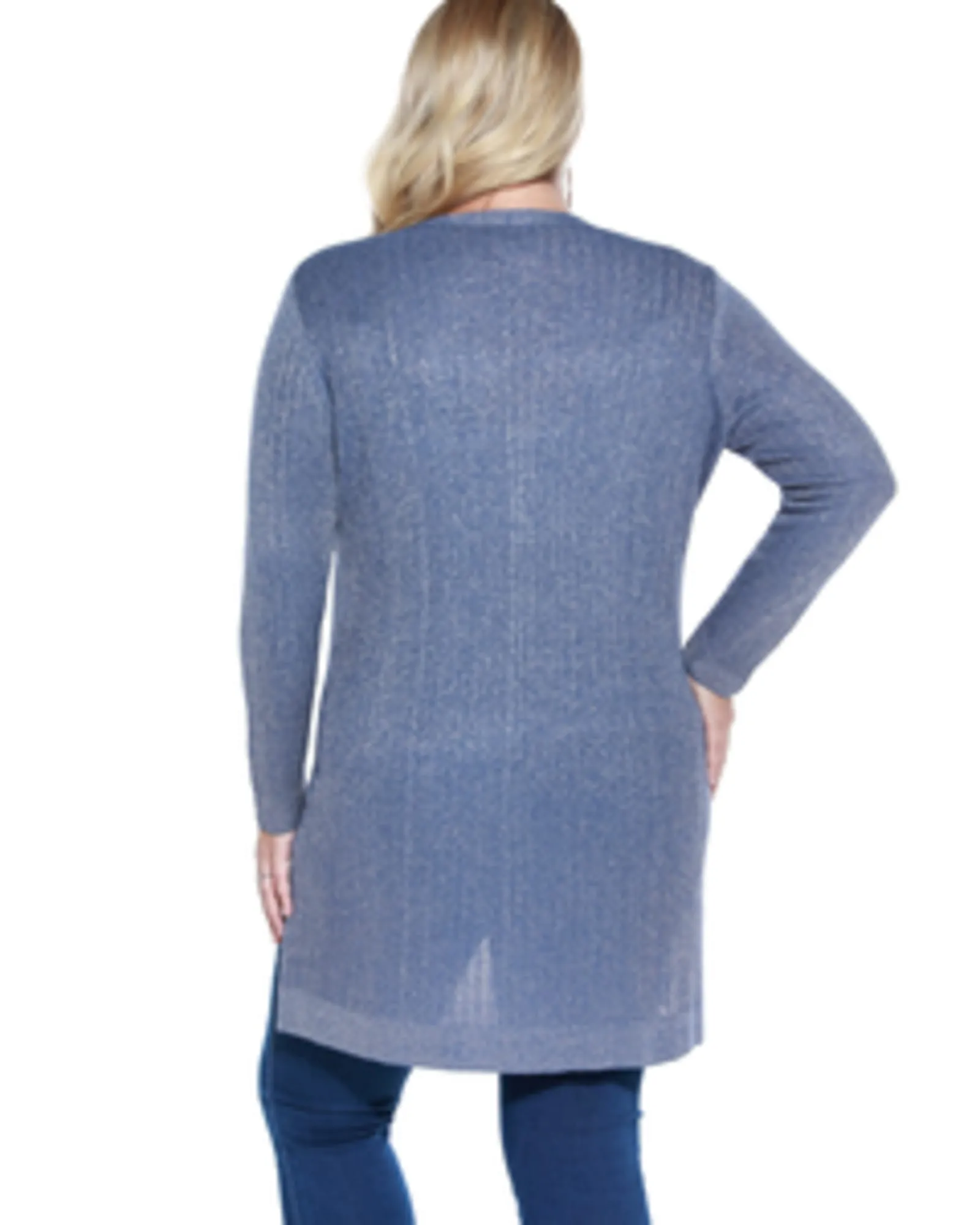 Lucy Long Metallic Cardigan | MINERAL BLUE/SILVER