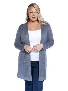 Lucy Long Metallic Cardigan | MINERAL BLUE/SILVER