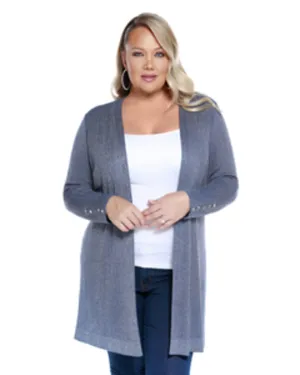 Lucy Long Metallic Cardigan | MINERAL BLUE/SILVER
