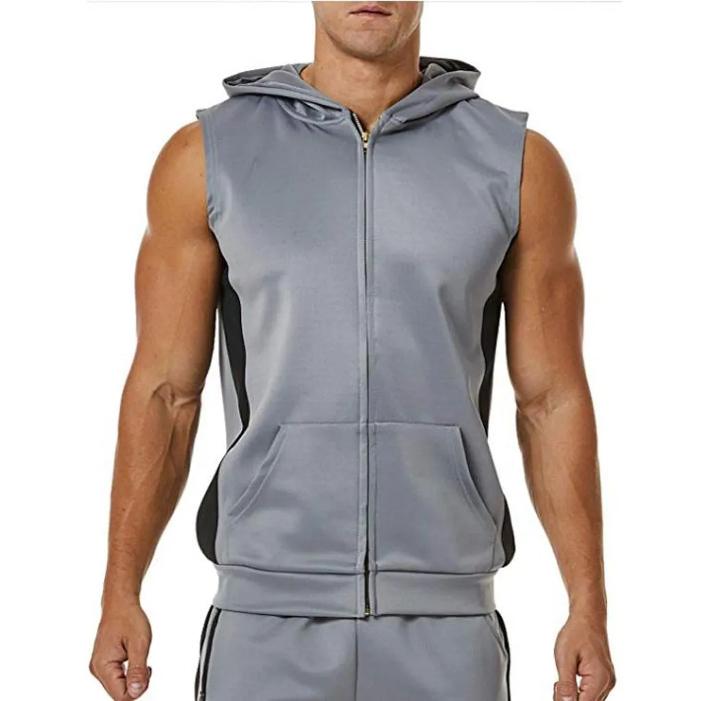 Men Zipper Sports Hooded Shirt