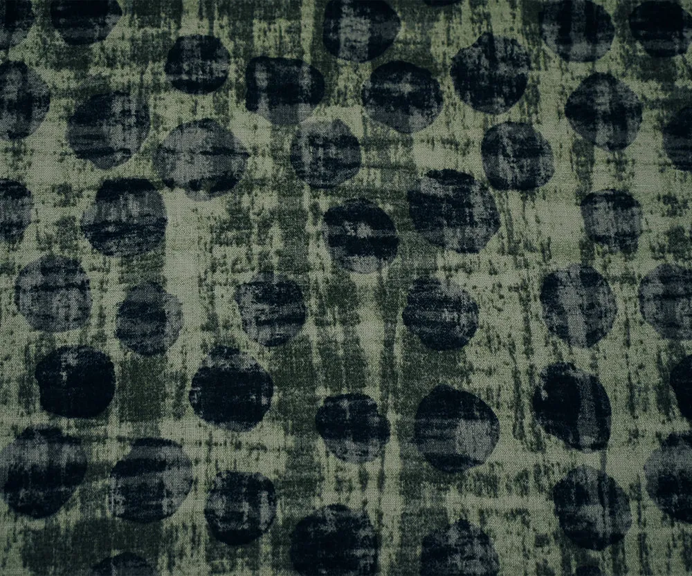 Navy-Gray Multi Dot Abststract Printed Linen Woven Fabric