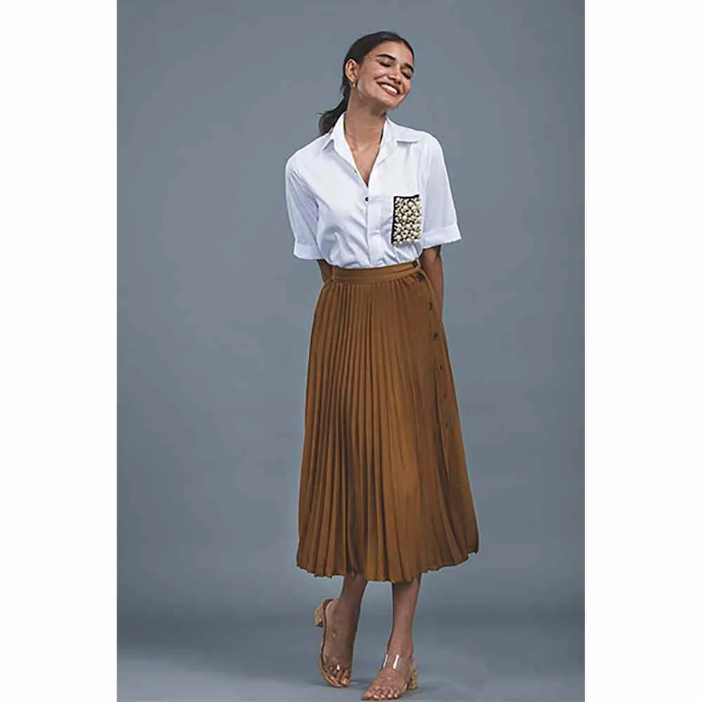 Pallavi Swadi White Audrey Pearl Pocket Shirt