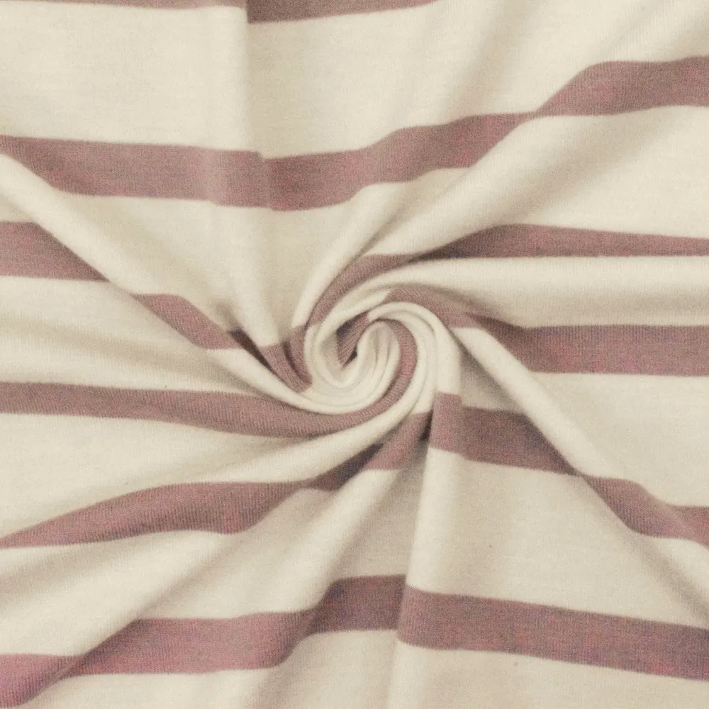 Pink-Ivory Stripe Stretch Spandex Rayon Modal Jersey Knit Fabric
