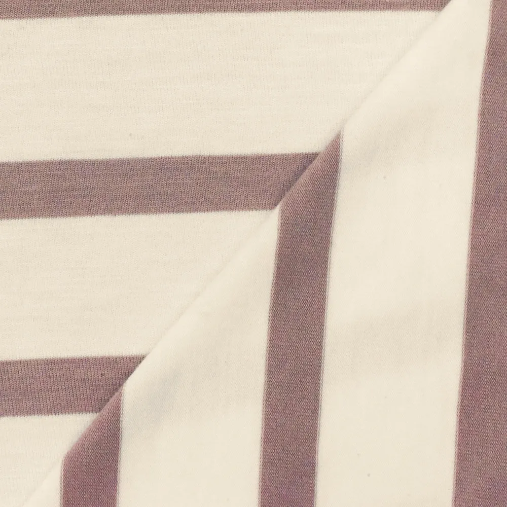 Pink-Ivory Stripe Stretch Spandex Rayon Modal Jersey Knit Fabric