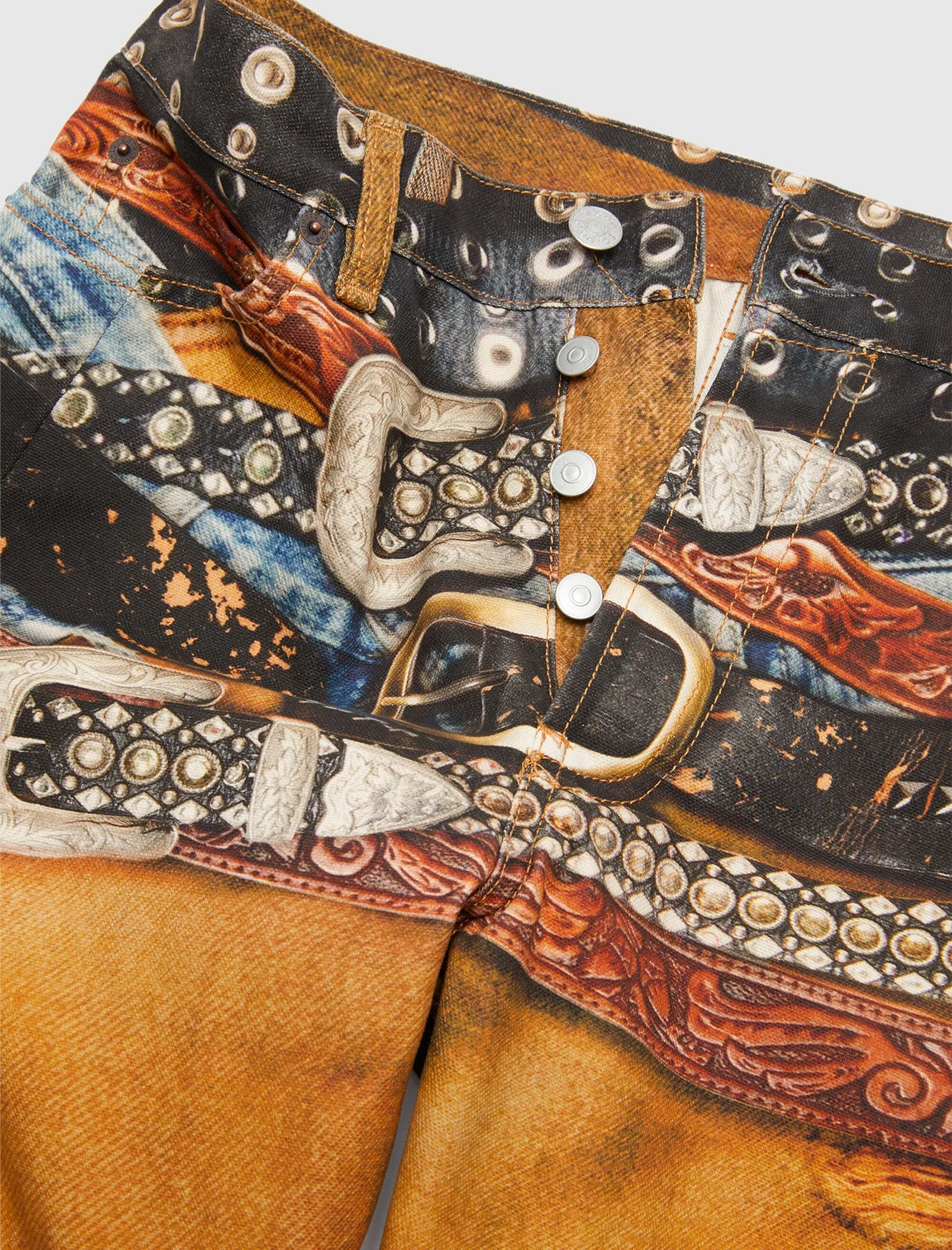 PRINTED DENIM TROUSER
