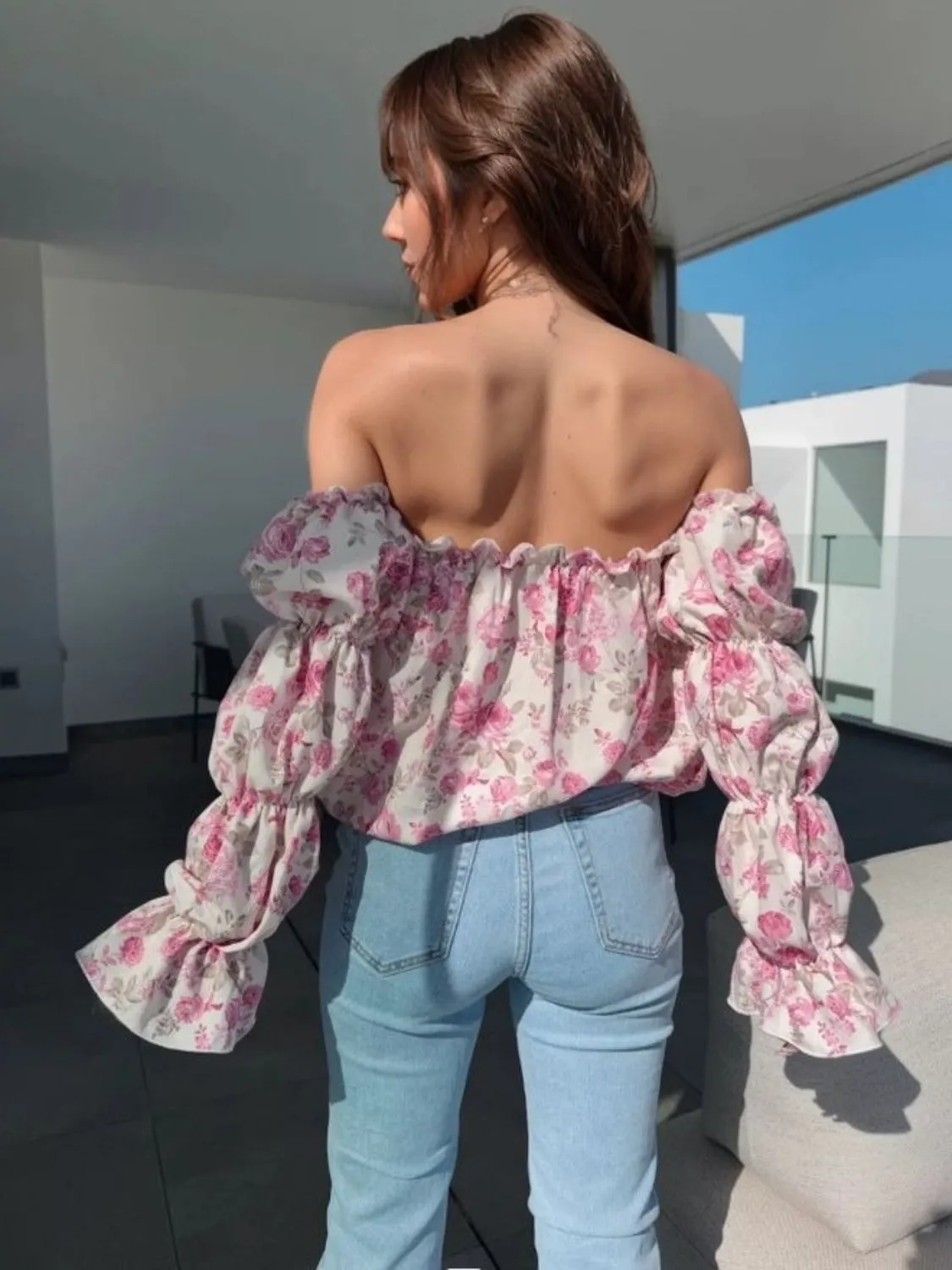 Printed Off-Shoulder Blouse (U CARE)