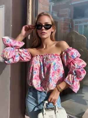 Printed Off-Shoulder Blouse (U CARE)