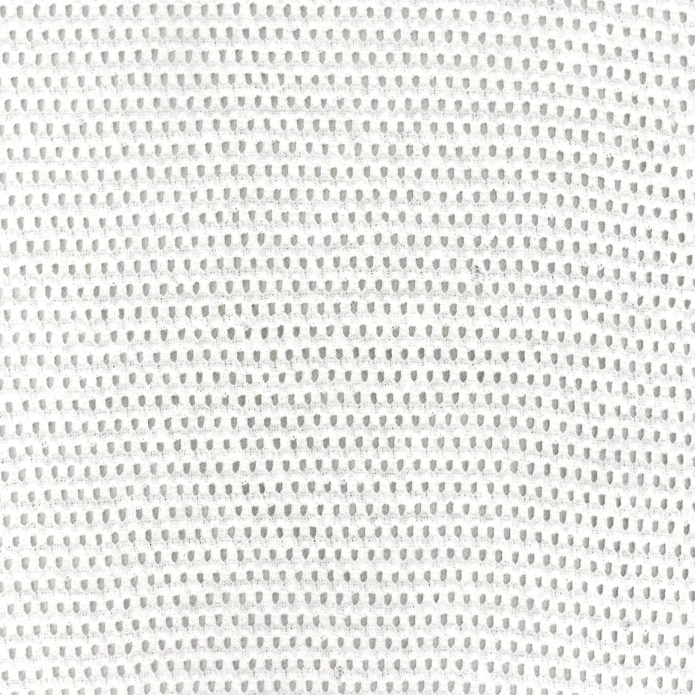 Pure White Solid Poly-Cotton Mesh Knit Fabric