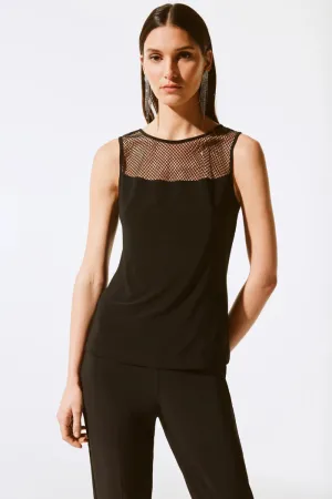 Silky Knit and Rhinestone Mesh Top