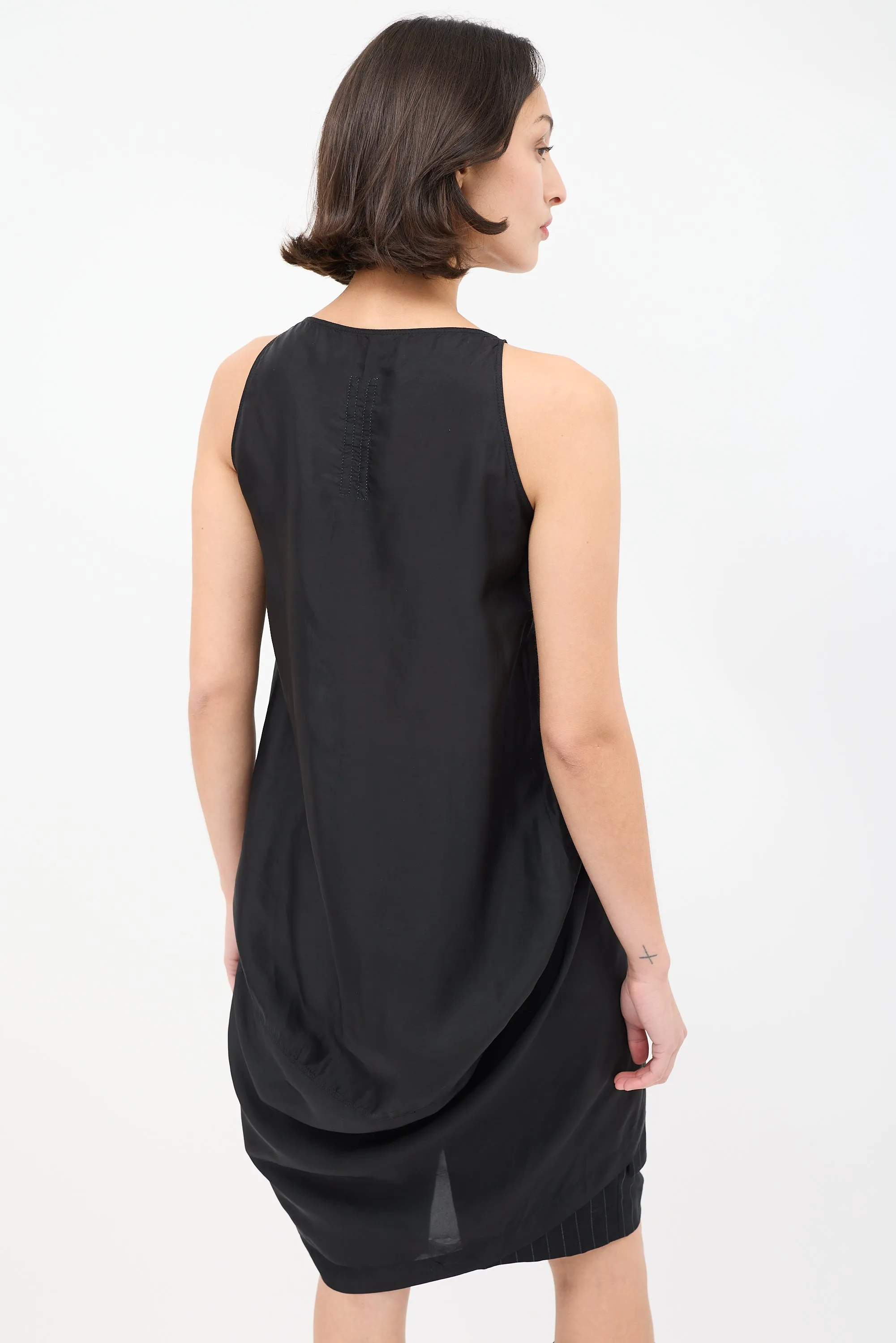SS 2014 Black Satin High Low Tank Top