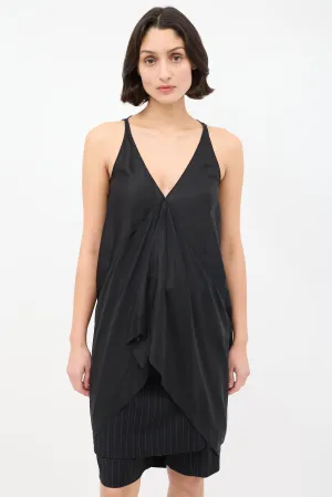 SS 2014 Black Satin High Low Tank Top