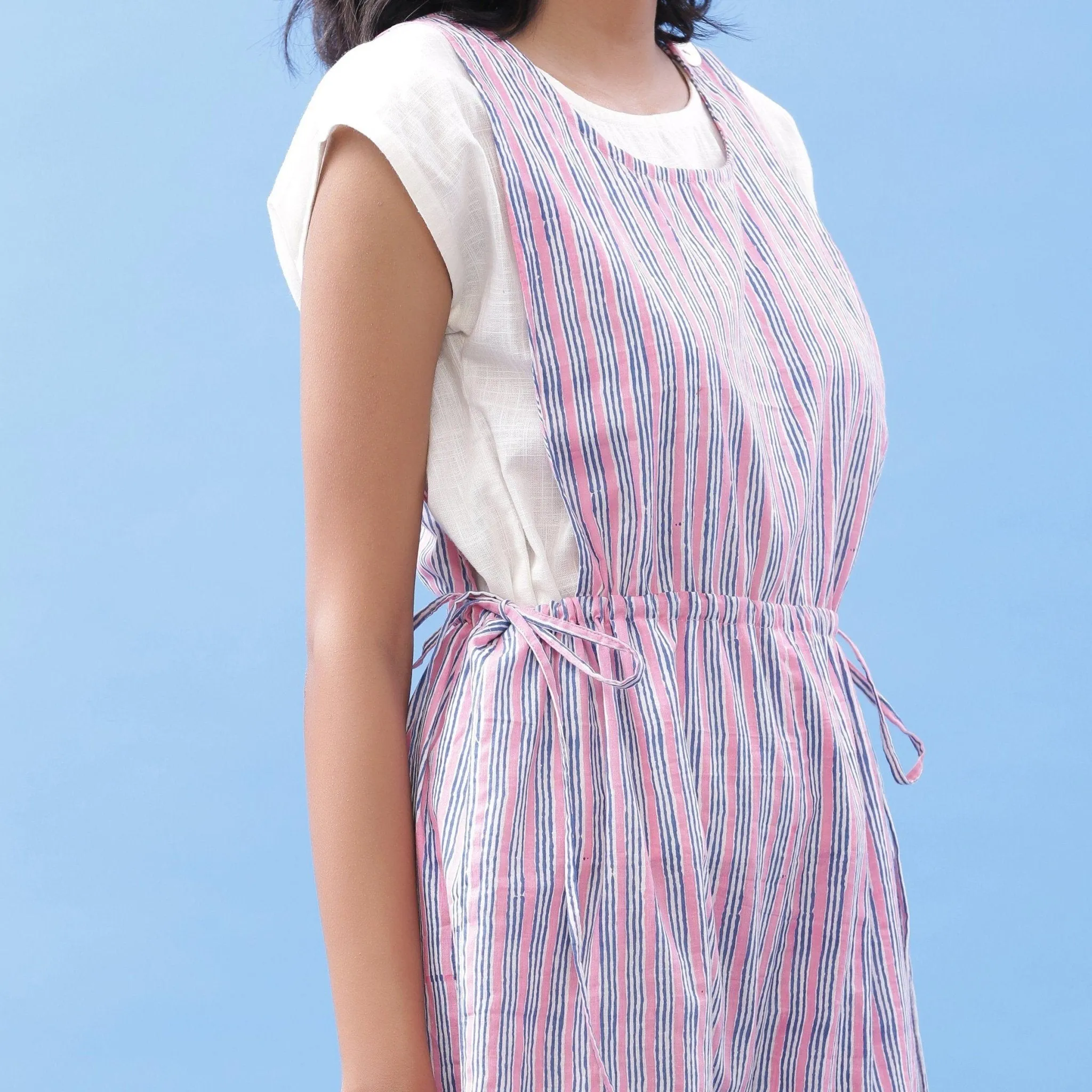 Striped Block Printed Ankle Length Cotton Jumpsuit