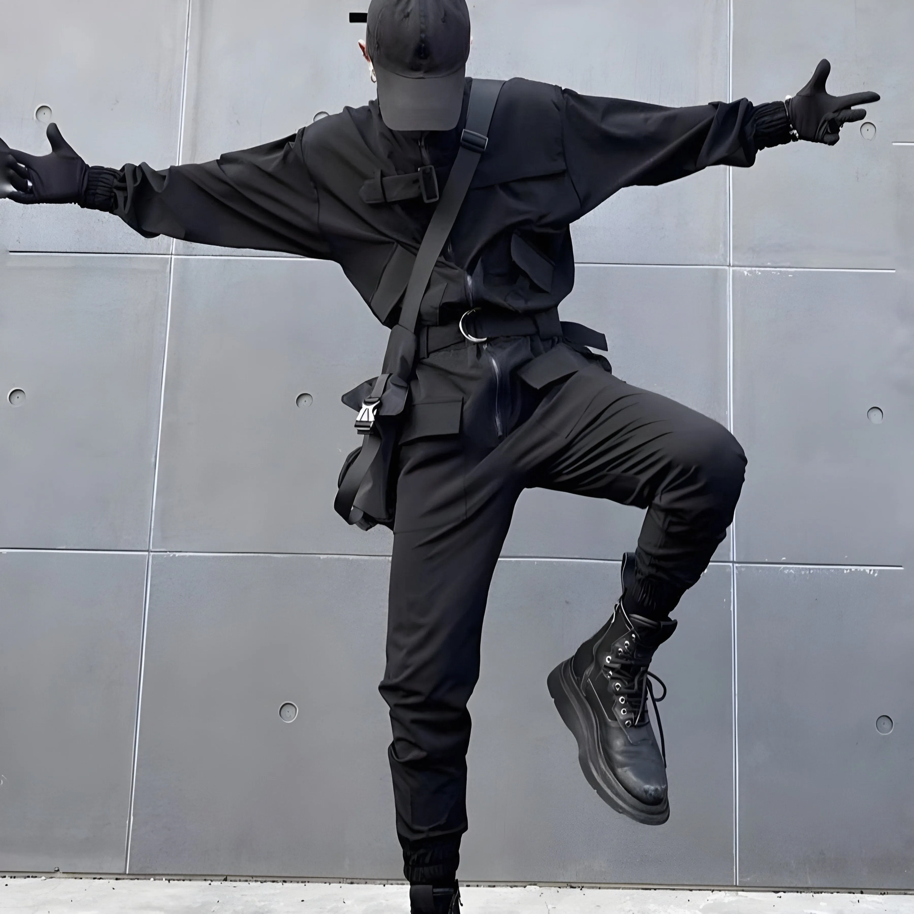 Tactical Black Slim Fit Coverall