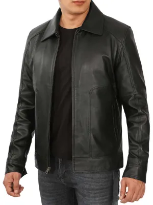 Tall Mens Black Real Leather Jacket