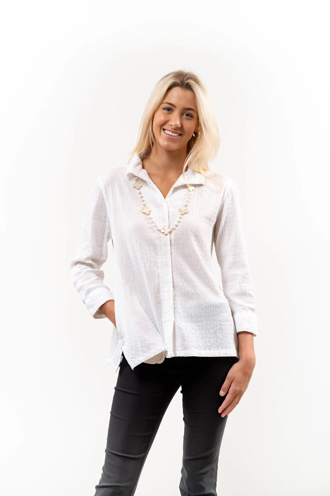 The Mimi Textured Cotton Top in White