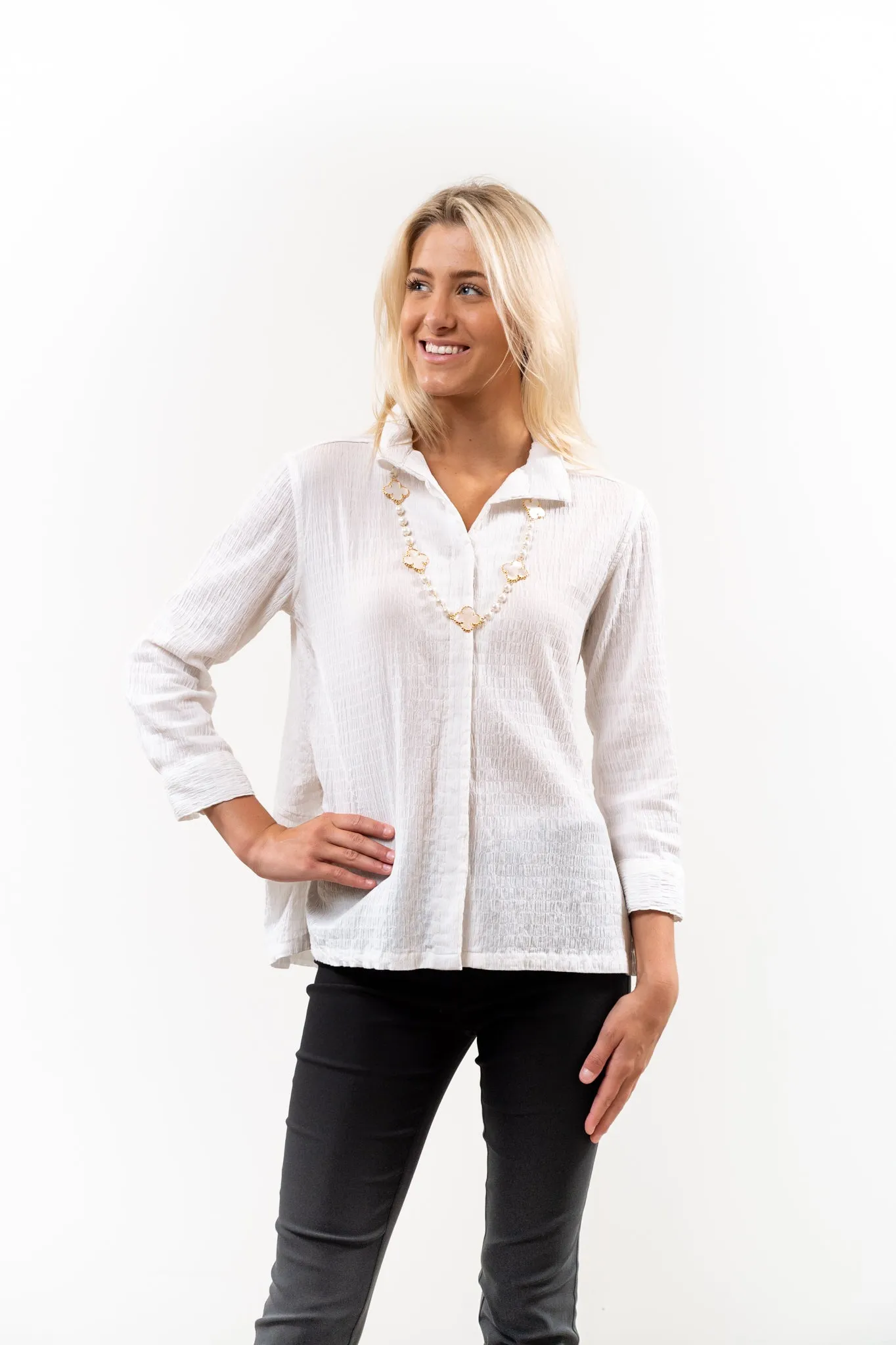 The Mimi Textured Cotton Top in White